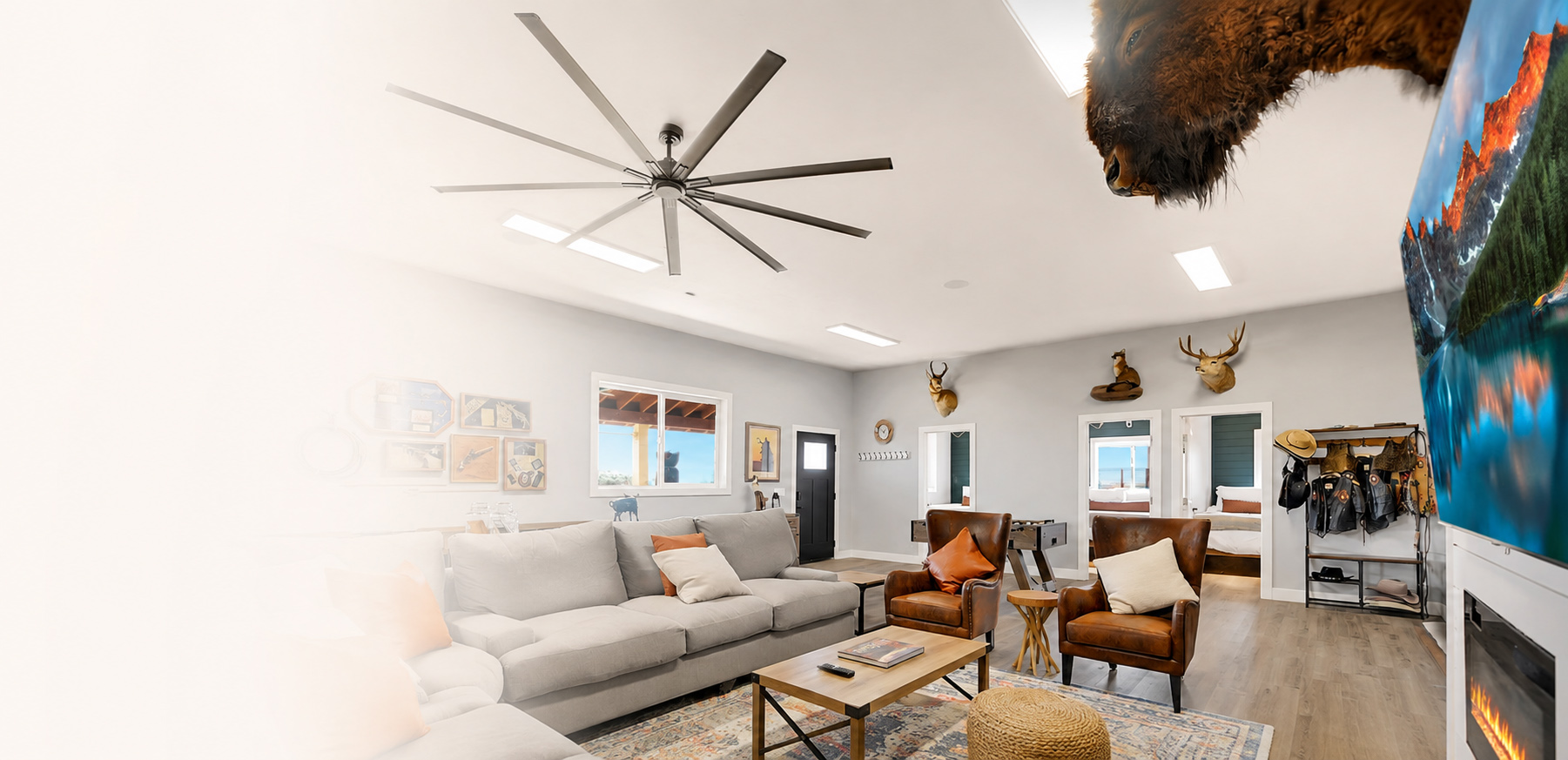 Spacious western-style vacation rental living room